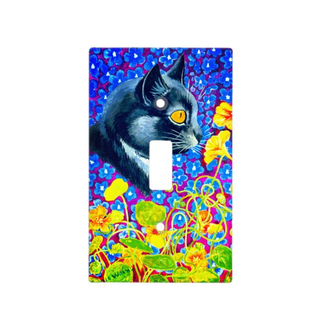 Cat in Flowers Light Switch Cover (Front)