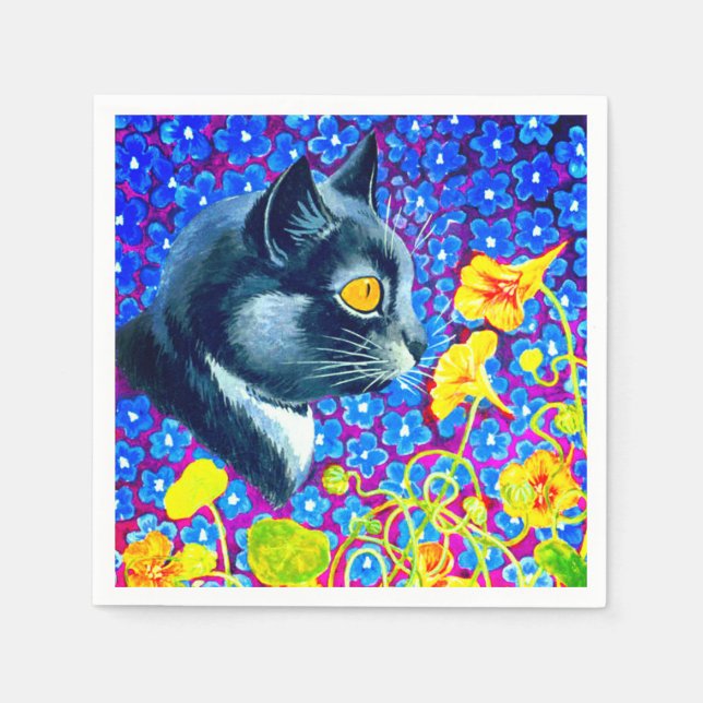 Cat in Flowers Napkins (Front)