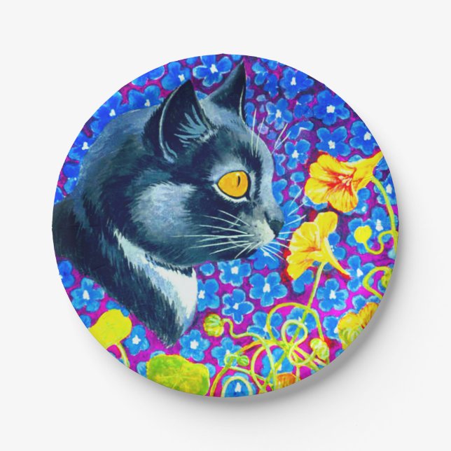 Cat in Flowers Paper Plates (Front)