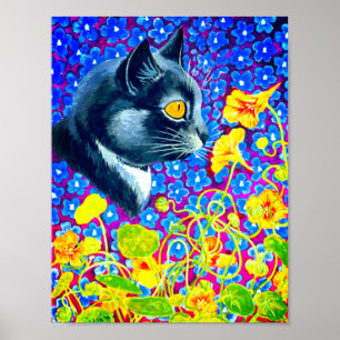 Cat in Flowers Poster