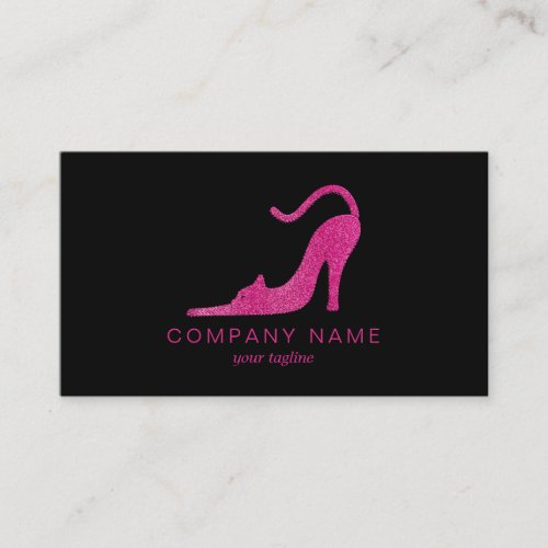 Cat in form of high heals in pink color business card