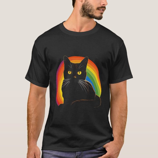 Cat In Front Of Rainbow Cats Catowner T-Shirt (Front)