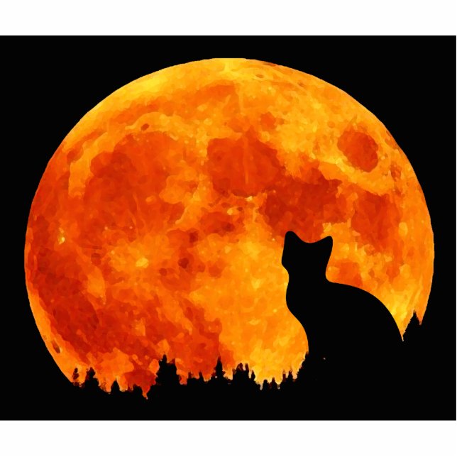 Cat in full orange Moon Cutout (Front)