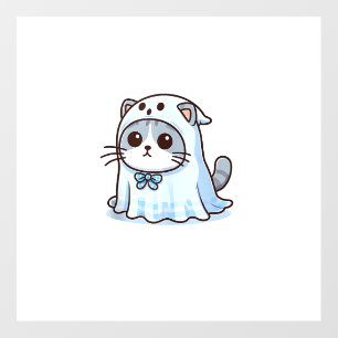Cat in Ghost Costume for Halloween _1 Wall Decal
