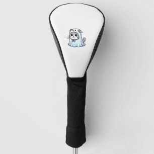 Cat in Ghost Costume for Halloween Golf Head Cover