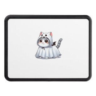 Cat in Ghost Costume for Halloween  Hitch Cover