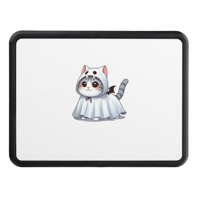 Cat in Ghost Costume for Halloween  Hitch Cover (Front)
