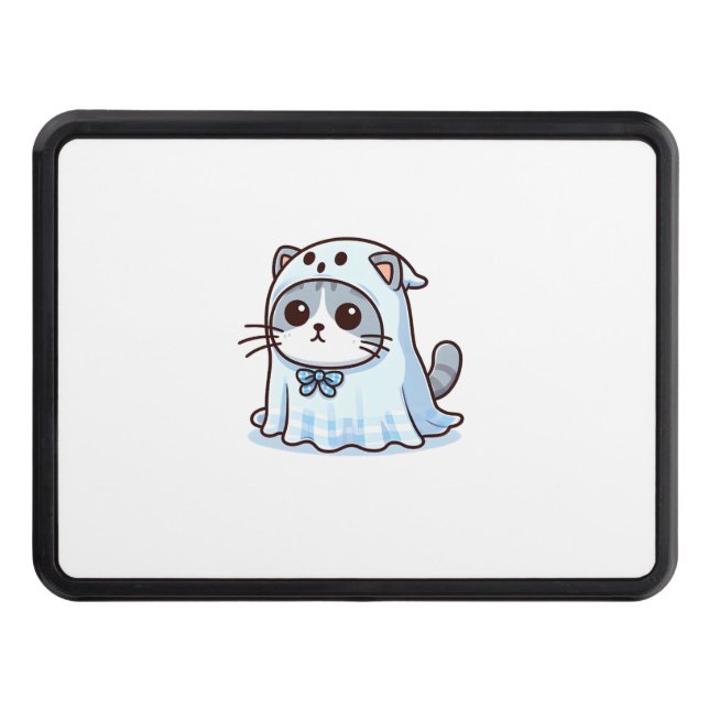 Cat in Ghost Costume for Halloween  Hitch Cover (Front)