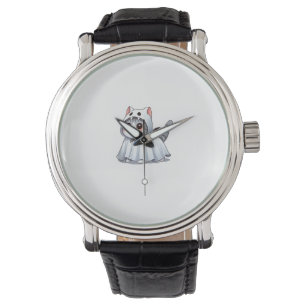 Cat in Ghost Costume for Halloween Tank Top Watch