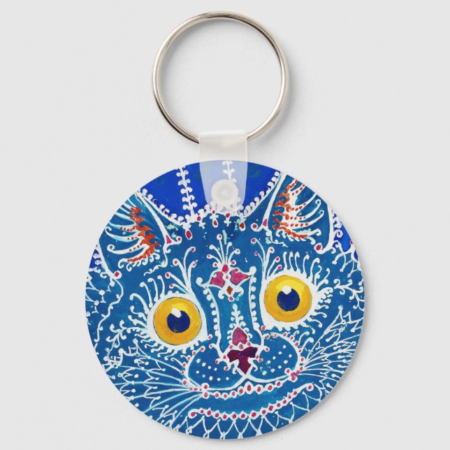 Cat in Gothic Style, Louis Wain Keychain (Front)
