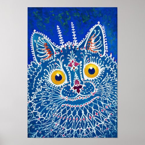 Cat in Gothic Style Louis Wain Poster