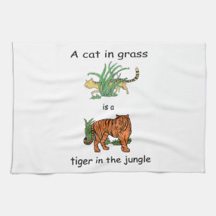 Cat in Grass is a Tiger in the Jungle Towel