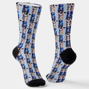 Cat in Hanukkah Sweater Socks