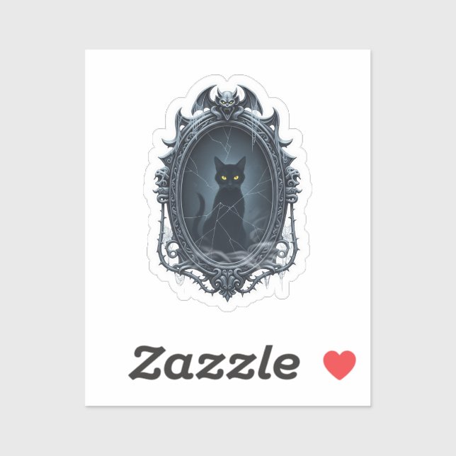 Cat in Haunted Mirror – Gothic Creepy Cat Sticker (Sheet)