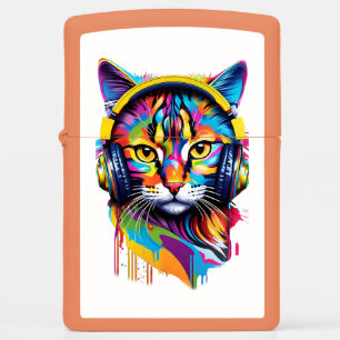 Cat in headphones zippo lighter