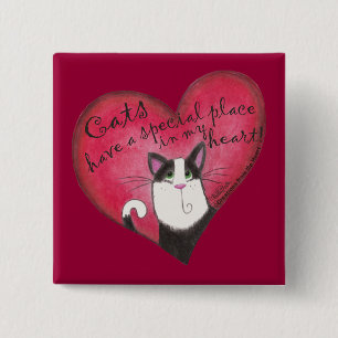 Cat in Heart Button