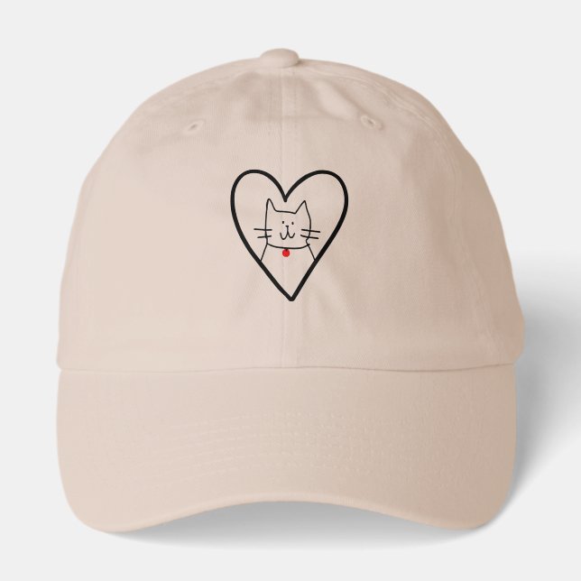 Cat in Heart Doodle  Hat (Front)