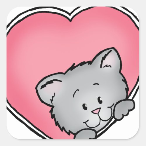 Cat in heart _ Valentines Day Gift Square Sticker