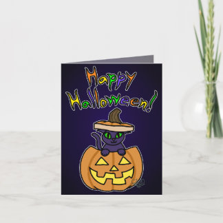 Cat in Jack-o'-Lantern Halloween Card