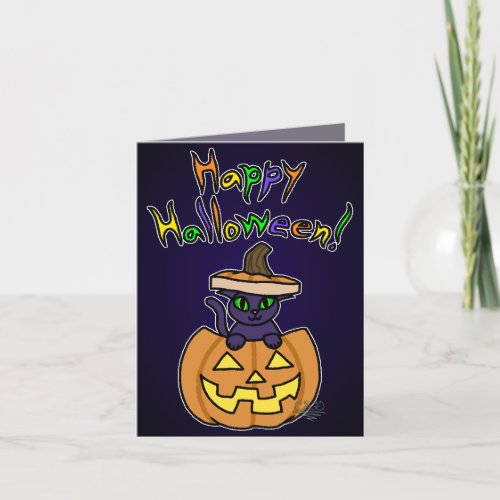 Cat in Jack_o_Lantern Halloween Card