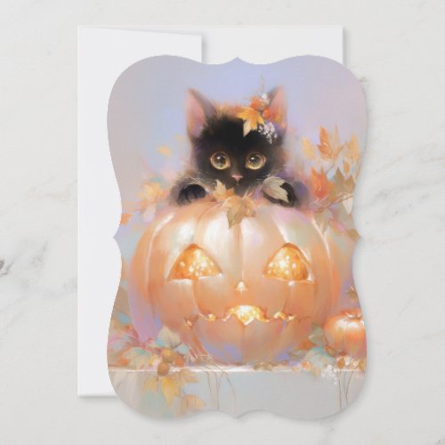 Cat In Jackolantern Halloween Baby Shower Invitation