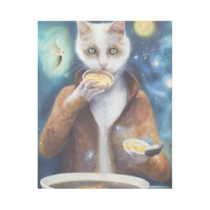 Cat in jumpsuit eating soup  AI generated art