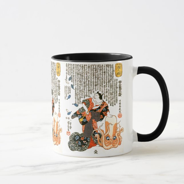 Cat in Kimono, Octopus Kuniyoshi Japanese Fine Art Mug (Right)