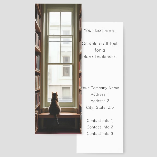 Cat in Library Window Alcove Business Promotional Bookmarks (Front & Back)