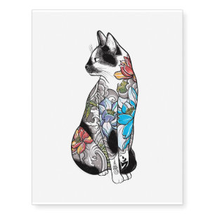 Cat in Lotus Tattoo
