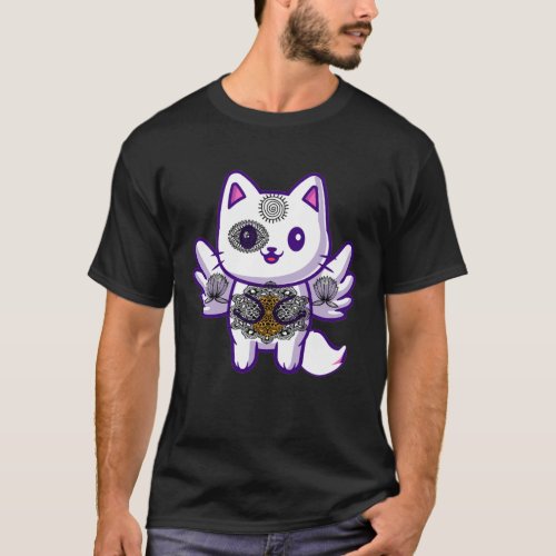 Cat in Lotus Tattoo T_Shirt