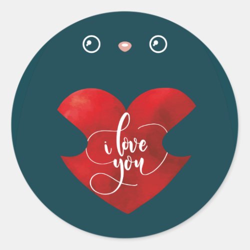 Cat In Love Cute Kitten Valentine Day Classic Round Sticker