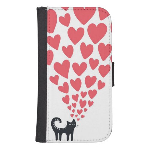 Cat in Love Wallet Phone Case For Samsung Galaxy S4