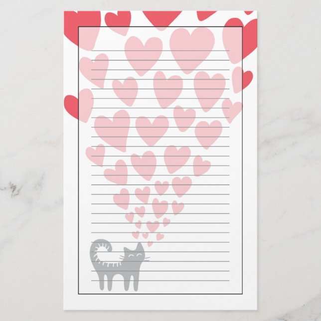 Cat in Love Stationery (Front)