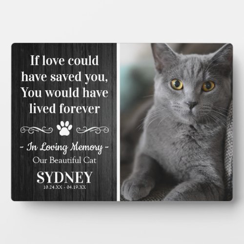 Cat In Loving Memory Photo Rustic Memorial Plaque