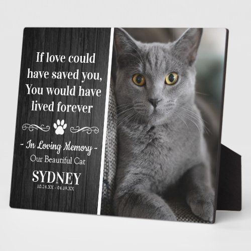 Cat In Loving Memory Photo Rustic Memorial Plaque