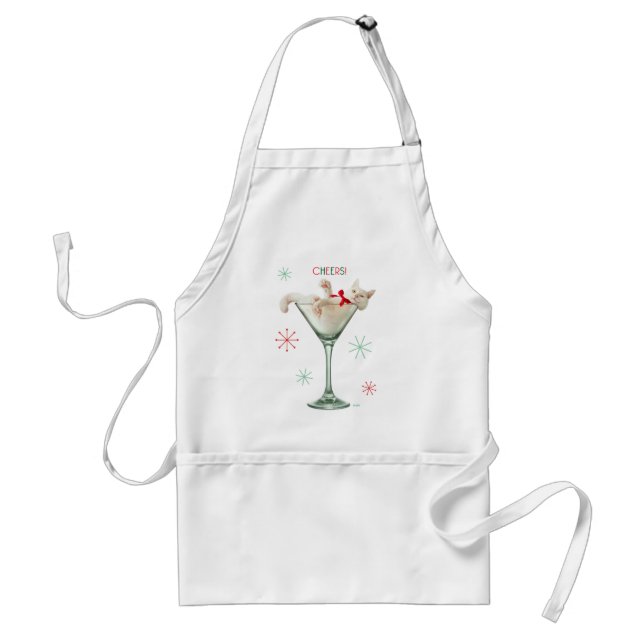 Cat in Martini Glass Adult Apron (Front)