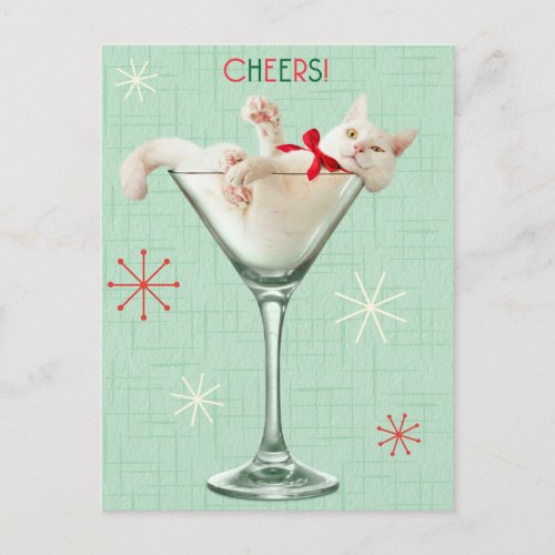 Cat in Martini Glass Invitation Postcard