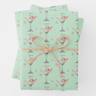 Cat in Martini Glass Wrapping Paper Sheets