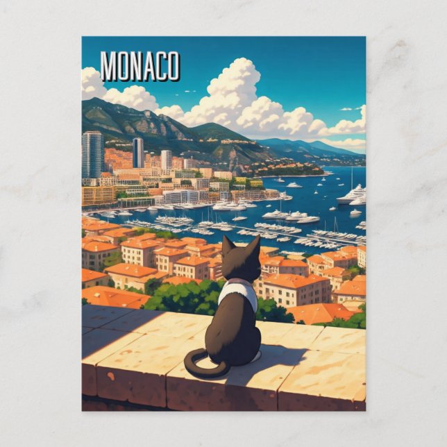 Cat in Monaco Monte Carlo Europe Travel Postcard (Front)