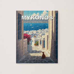 Cat in Mykonos Greece Cyclades Travel Jigsaw Puzzle
