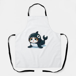 Cat in Orca Costume  Apron