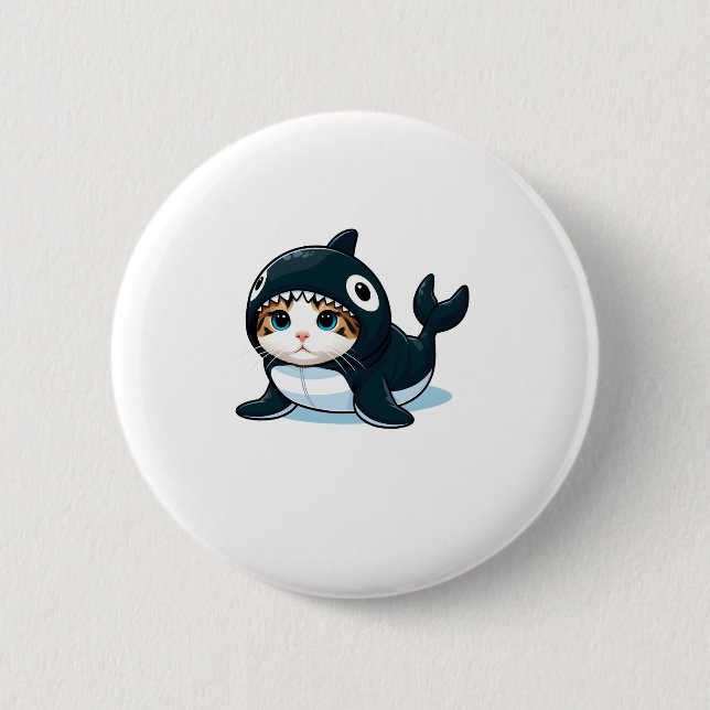 Cat in Orca Costume  Button (Front)