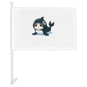 Cat in Orca Costume  Car Flag