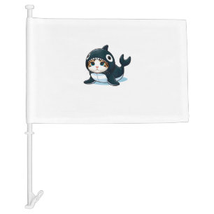 Cat in Orca Costume  Car Flag