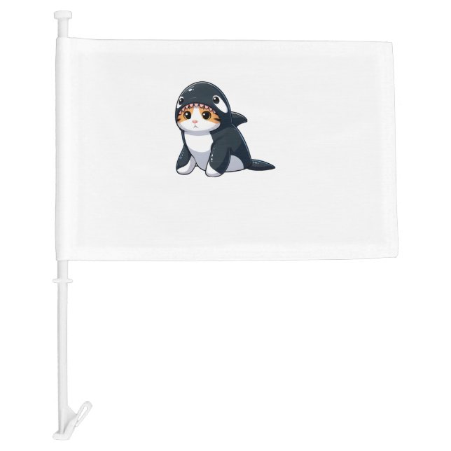 Cat in Orca Costume   Car Flag (Front)