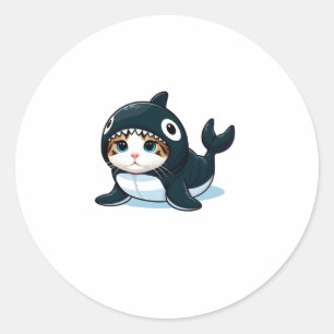 Cat in Orca Costume  Classic Round Sticker