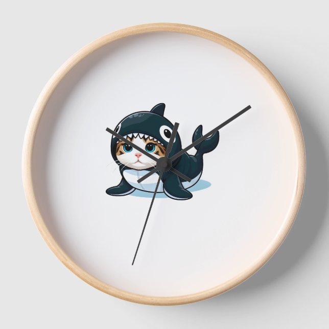 Cat in Orca Costume  Clock (Front)
