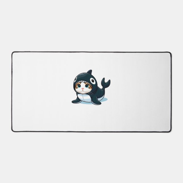 Cat in Orca Costume  Desk Mat (Front)