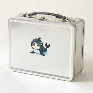 Cat in Orca Costume Metal Lunch Box
