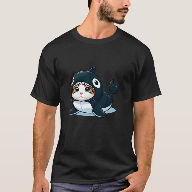 Cat in Orca Costume T Shirt (Front)